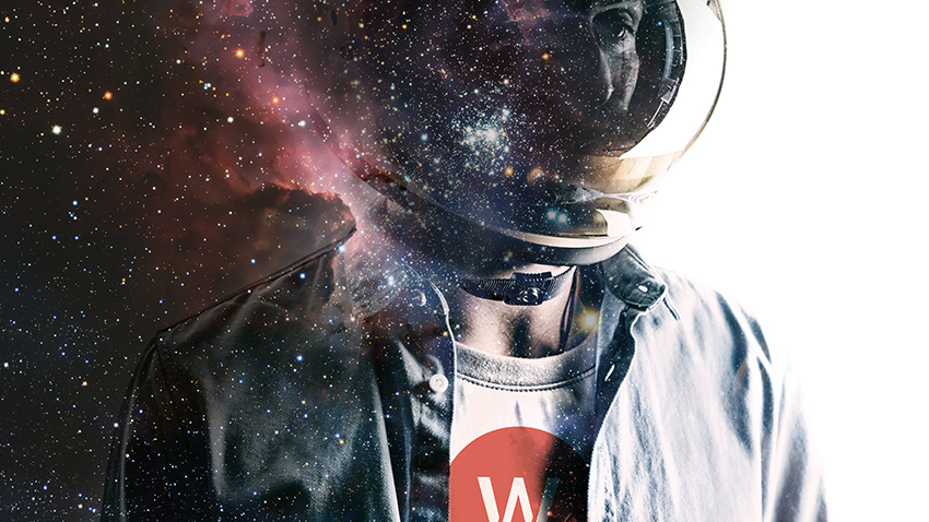 space man pioneer with wpromote shirt